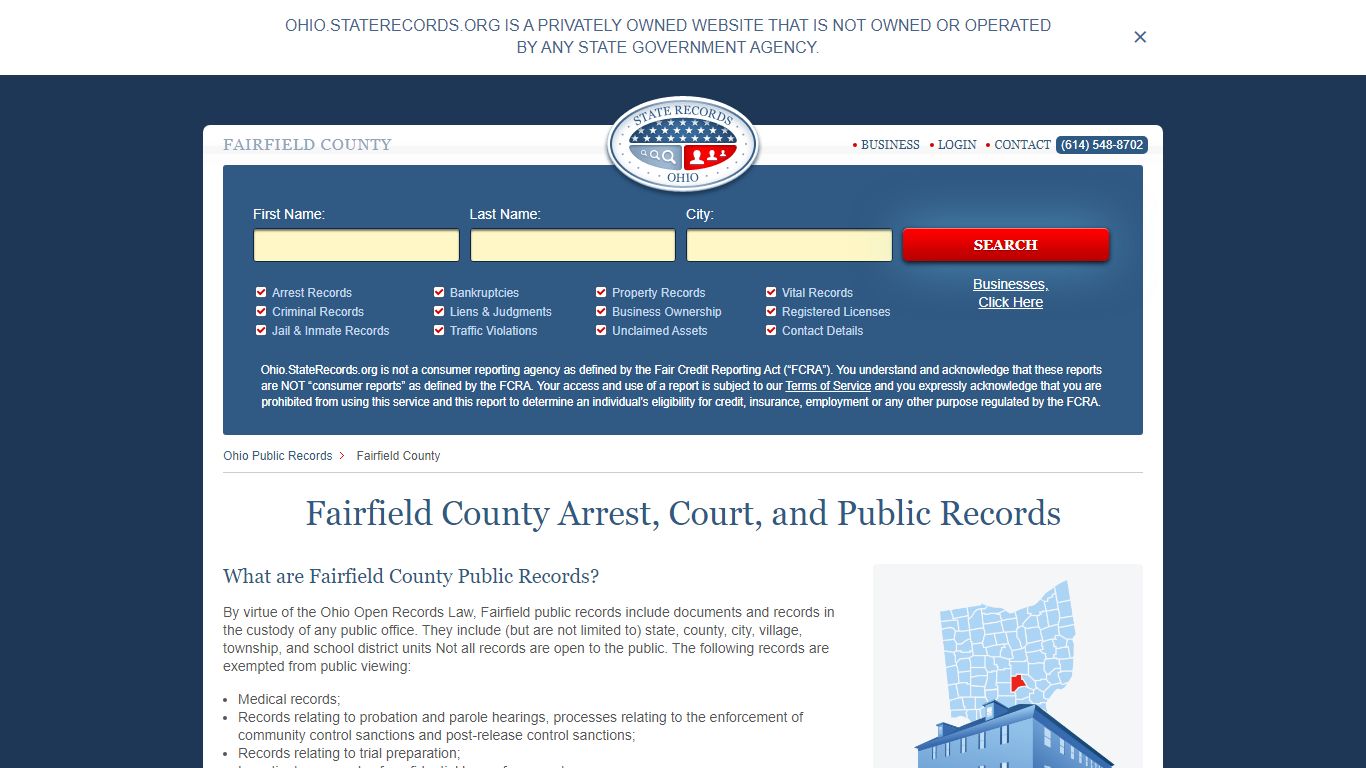Fairfield County Arrest, Court, and Public Records